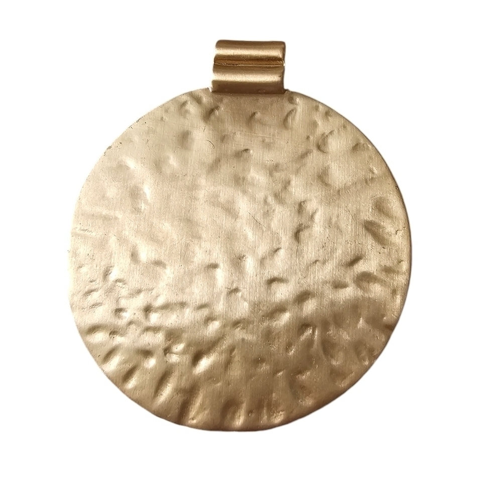 Vintage Matte Oversized Gold round Textured Pendant for necklaces